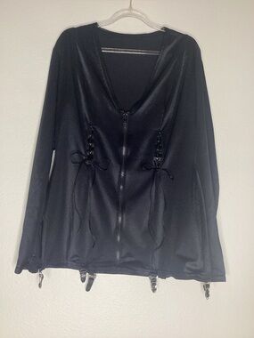 Catherine Coatney Black Corset Top W/Garters Goth XL